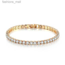 Women Bracelet Men Blue Emerald Pink Cubic Zirconia Hiphop Sier Gold Plated Jewelry Diamond One Row Hip Hop 4Mm Crystal