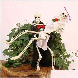 Decorative Objects Figurines New 40X10Cm Halloween Skeleton Plastic Human Anatomical Model For Party Haunted House Decoration Props To Dhqno