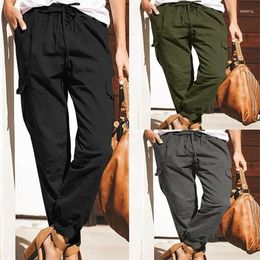 Women's Pants Solid Color Trousers Clothing Spring Army Green Casual Bunch Of Foot Pocket Elastic Band Lace Up Tooling