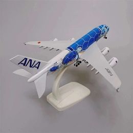 20cm Alloy Metal Japan ANA Airbus A380 Cartoon Sea Turtle Airlines Diecast Airplane Model Plane Aircraft Green Orange Blue 222