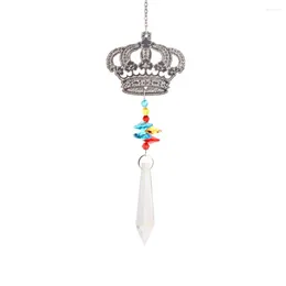 Decorative Figurines 3D Metal Chakra Colourful Glass Bead Window Hanging Crown Chandelier Prisms Suncatcher Crystal Ball Pendant Drop
