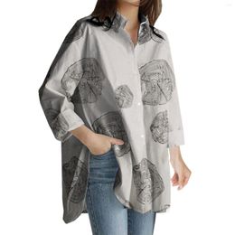 Women's Blouses Casual And Fashionable Large Sleeved Printed Shirt Long Sleeve Button Up Blouse