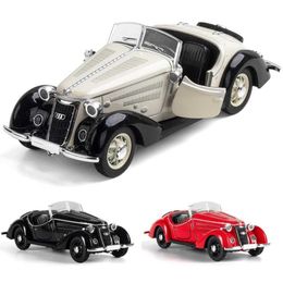 Diecast Model Cars 1 32 Audi W25K Super Classical Pull Back Toy Car Educational Collection Doors Openable Sound Light Gift Y240520F33O