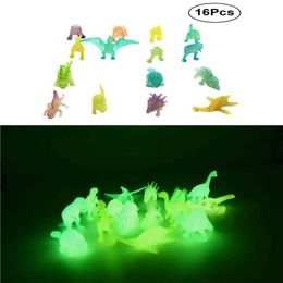 LED Toys 16 pieces of luminous dinosaur toys glowing dinosaur model pictures toy decorations party childrens gifts (random style) S2452011