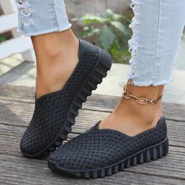 Casual Shoes Women Woven Wedges Mesh Anti-slip Breathable Waterproof Sandals Light Loafers