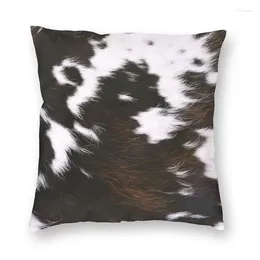 Pillow Dark Brown Cowhide Cover 45x45cm Home Decor Animal Hide Fur Skin Leather Texture Throw Case For Living Room