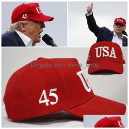 Party Hats Trump 45 Red Hat American Election 3D Embroidery Usa Baseball Cap Drop Delivery Home Garden Festive Supplies Dhl5X