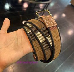 Designer Borbaroy belt fashion buckle genuine leather Shuishui purchasing womens checkered leather belt with adjustable 8059634