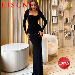 Casual Dresses 10 Bulk Items Wholesale Lots Formal Fall Long Sleeve Bandage Backless Maxi Dress Sexy Club Party Women Clothing K12618