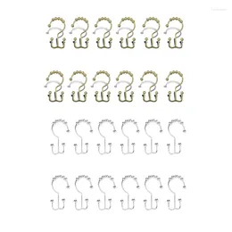 Shower Curtains AT35 Curtain Hooks Rust-Resistant Metal Double Roller Glide Rings For Bathroom Set Of 12