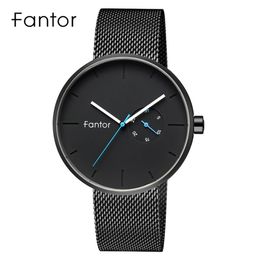 Fantor Casual Minimalist Men Watch Top Brand Luxury Japan Quartz Wristwatches High Quality Slim Thin Leather Watch for Man 240508