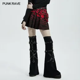 Skirts PUNK RAVE Women's Dip Dye A-line Hem Pleated Half Skirt Waist Metal Lobster Buckles Decoration With A Removable Bag