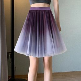 Skirts Pleated Skirt For Women Ladies Knee Length Multi Layered Tulle Short Prom Party Gradient Colour Alluring