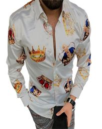 Men039s TShirts Luxury Crown Printed Shirts Men 2022 Spring Long Sleeve Slim Casual Dress Shirt Streetwear Social Party Clothe8878459