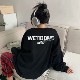 We11done Hoodies Sweatshirts Niche Trendy Letter Wave Print Round Neck For Men And Women Hoodie Long Sleeved Loose Leisure Top