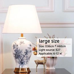 Table Lamps Home Decor Minimalist Style Lighting Fixture Chinese Blue White Porcelain LED Desk Lamp Classical Ceramic Bedside