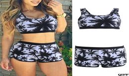 Sexy Women Crop Tops High Waist Shorts Floral Bikini Set Beach Swimwear Swimsuit1026596