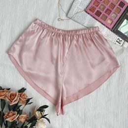 Thin lace up loose shorts, simulated silk soft anti glare safety pants, women's summer home bottom shorts