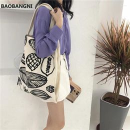 Shopping Bags Selling Women Canvas Shoulder Bag Leaf Printing Large Capacity Lady Eco Pure Cotton Handbag Miss Tote