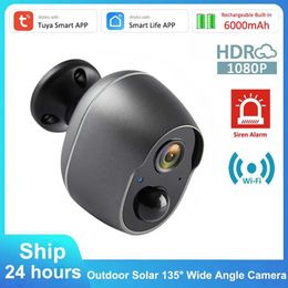 Wireless Camera Kits Tuya Smart 6000mAh rechargeable battery wireless WiFi buzzer alarm outdoor solar camera 135 wide-angle IP66 infrared camera J240518