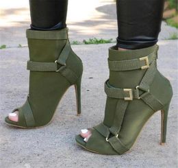 Boots Women Back Zip Peep Toe Stiletto Heel Ankle WomenAnkle Boot2107843