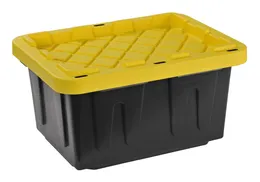 Storage Bottles Juggernaut 5 Gal. Plastic Tote Black/Yellow (Set Of 4) 16.5 X 16.25 12.6 Inches