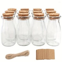 Party Favor 10 Mini Yogurt Cork-covered Glass Bottles Labels And Rope Wedding Crafts Food -home Decor