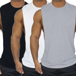 3 Pack Plain Bodybuilding Tank Top Men Summer Cotton Fashion Fitness Open Side Vest Muscle Workout Gym Sleeveless Shirt 240520