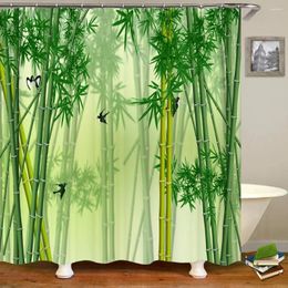 Shower Curtains Tropical Plants Green Bamboo Leaf Printed Curtain Frabic Waterproof Polyester Bathroom Bath With Hooks 180x180cm