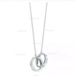 Tiffanyjewelry Luxury Tiffanyjewelry Pendant Necklaces Womens Designer Jewelry Fashion Street Classic Ladies Dual Ring Necklace Party Birthday gift 649