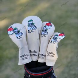 Malbons Other Golf Products Beige Fisherman Hat Golf Club #1 #3 #5 Wood Headcovers Driver Fairway Woods Cover PU Leather Head Covers Golf Putter Mal 989