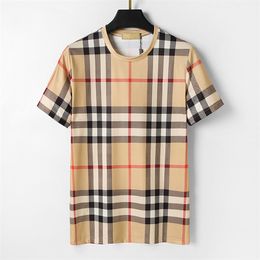 2023 Summer new Men's T-Shirts ice silk short-sleeved plaid printing letter printing designer youth trend large size M-XXXLQ3