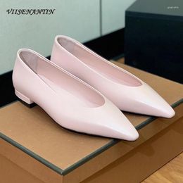 Casual Shoes Genuine Leather Solid Concise Witch Single Women Pointed Toe Slip On Flats Lazy Loafers Handmade High Quality