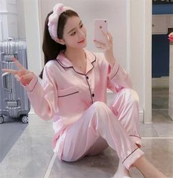 Pyjamas for Women Silk Solid Sleepwear Satin Pyjamas Plus Size Lingere Loungewear Sleep Tops Sexy Pijama 21102781520038020429