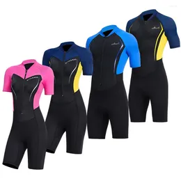 Women's Swimwear 1.5mm Neoprene Wetsuits Swimwears Diving Suits Short Sleeves Women Ladies One Piece Surf Snorkeling Surfing Swimsuit