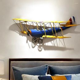 Decorative Figurines Wrought Iron Wall Decoration Children's Room Pendant Bar Coffee Shop Aeroplane Three-dimensional