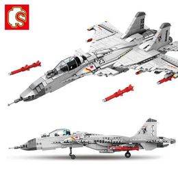 Aircraft Modle 1186 pieces of military J-15 carrier based fighter jet flying shark model building block aircraft childrens toy gifts s2452089