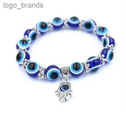 Charm Bracelets Wholesale Lucky Fatima Hamsa Hand Blue Evil Eye Charms Bangles Beads Turkish Pseras For Women Jewellery 664 Q2 Dro Dh40F