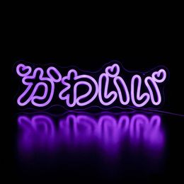 Other Event Party Supplies 1Pc French Happy Birthday Sign Acrylic Japanese Cute Neon Led Lights Big Size Letters Baby Show Homefavor Dhdwl