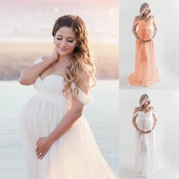 Maternity Dresses Photo shoot for pregnant womens wedding dress photography props Maxi Lace Fancy 2024 summer maternity dress plus size d240520