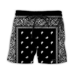 Men's Shorts New Bandana Pattern 3D Printing Shoulder Clothing Fashion Mens Track and Field Clothing Crewneck Hip Hop Shorts Plus Size S-7XL Q240520