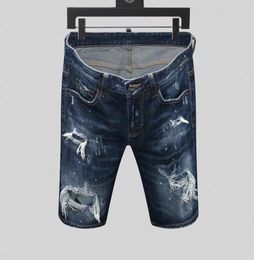 jeans corti da uomo buchi dritti stretti jean night club blu cotone estate uomini ogni giorno pantaloni strappati per il tempo libero contattami per m6421383