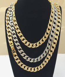 Hip Hop Bling Fashion Chains Jewellery Men Gold Silver Miami Cuban Link Chain Necklaces Diamond Iced Out Chians Necklaces Hip Hop Je1820426