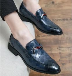 Loafers Men Shoes PU Leather Low Heel Solid Colour Classic Versatile Fashion Woven Texture Retro Metal Buckle Business Casual Dress1194996