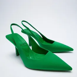 Dress Shoes Sexy For Women High Heels Sandals Summer Fashion Pointed Toe Classic Pumps Female Stiletto Green Purple Slingbacks