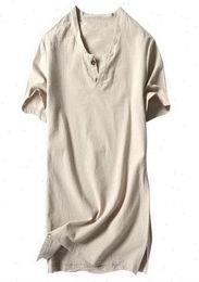 Men Clothing Linens T Shirt Short Sleeve Tops Mens V Neck Cotton Linen Casual Tshirt Top3967621