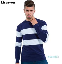 New Autumn Winter Mens Long Sleeve T Shirt O Neck Spandex Casual Striped T Shirt for Men Designer T Shirt Asian size8061301