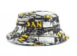 NYC Print Reversible Bucket Hats Mens Panama Bucket Cap Women Two Sided Wear Fisherman Hat Summer Cotton Sun Caps1734317