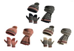 Berets Winter Hat Scarf Glove Set 3 Pieces Beanie And Touch Screen Gloves Sets Skull Caps Neck Scarves For Men6375311