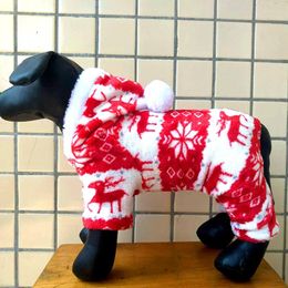 Dog Apparel Cute Deer Pattern Christmas Clothes Coral Velvet Winter Warm Pets Hoodies Elk Clothing Puppy Costumes Pet Supplies